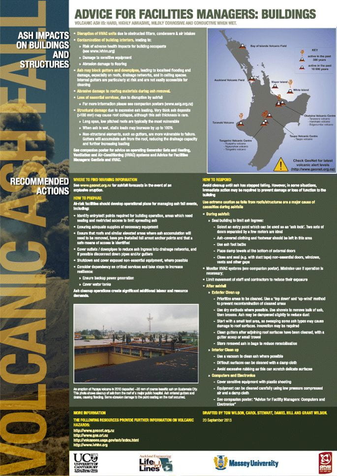Volcanic Eruption poster - Advice for facilities managers: buildings Cover