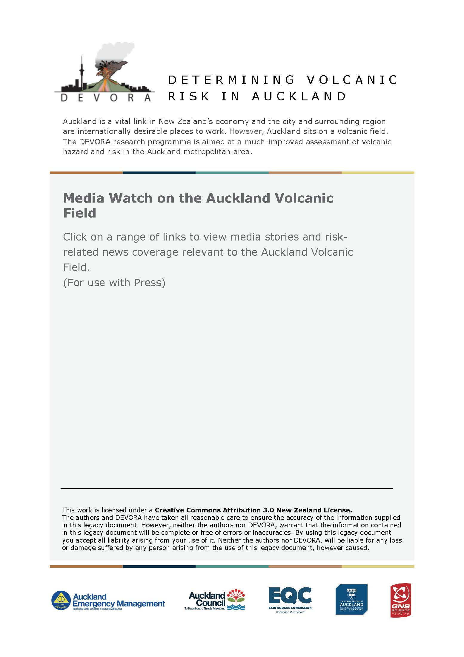 Media watch on the Auckland volcanic field Cover